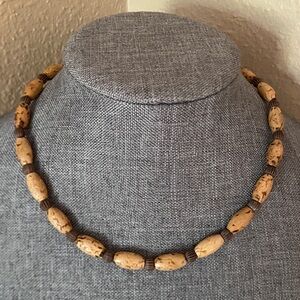Vintage Sarah Coventry Wood Bead Necklace | 18” | Boho Earth Tone Statement